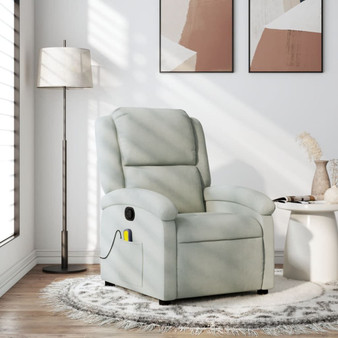  Massage Recliner Chair Light Gray Velvet, Metal, Plywood Medium A949-3205952