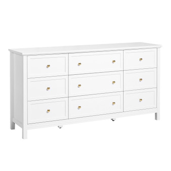 9 Drawer Dresser, Wooden Chest of Drawers with Sliding and Anti-tip Device, Retro Minimalist Dresse E415-FGFCTJ3L9C57RT2W8001V0
