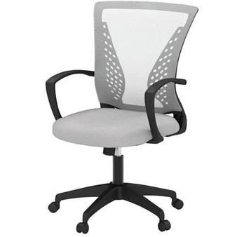 Gray Modern Mid-Back Ergonomic Mesh Office Desk Chair with Armrest on Wheels Q280-HMBGOC389159371