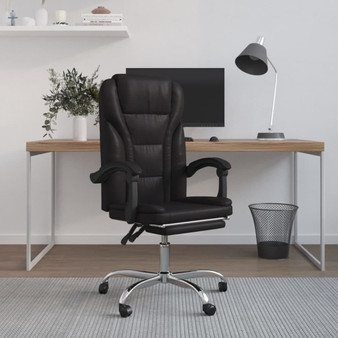 Reclining Office Chair Black Faux leather, metal, plywood A949-349784