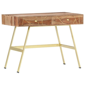 Writing Desk Natural and brass Solid Acacia wood A949-286151