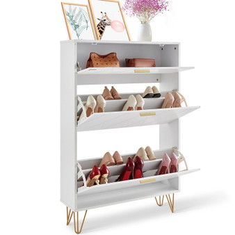  Shoe Cabinet with 3 Flip Drawers, Shoe Storage Cabinet for Entryway, Free Standing Shoe Storage Or E415-FCXJ3C2937INYX33SV0