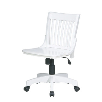 White Armless Bankers Chair with Wood Seat Q280-WADBC19846912