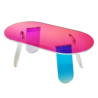  Acrylic Coffee Table, Iridescent Acrylic End Table, 13.8 inch high Colorful Acrylic Side Table, fo E415-YKLKFZTYXXCSDUW2OV0