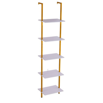 Ladder Shelf, 5-Tier Bookshelf 15.6x11.8in, Open Wall-Mounted Ladder Shelf with Metal Frame,Storage E415-JSGZWJFGHMBJKXPV1V0