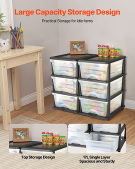 Plastic Storage Drawers, 2 Pack Storage Organizer Drawer, 6 Drawers Closet Organization and Storage E415-CWCT1YKLDD1GCPFV6001V0