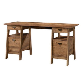 FarmHouse Rustic Oak Executive Desk w/ Filing Cabinets Storage Q280-FHES4241