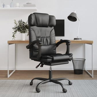 Reclining Office Chair Black Faux Leather A949-349790