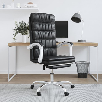 Reclining Office Chair Black Faux leather, metal, plywood A949-349653