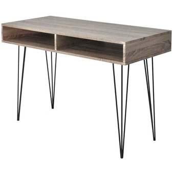 Desk Grey and oak MDF and Metal 43.3 x 19.7 x 29.9 in Desk A949-20136