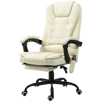 Cream 7 Mode Vibrating High Back Executive Massage Adjustable Office Chair Q280-CRAOSM43685947