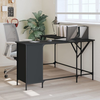 Desk Black Engineered Wood Adjustable Feet Corner Desk A949-837597
