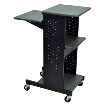 Dark Grey Metal Multifunction Mobile Stand-Up Computer Desk Workstation Q280-CWSU1982