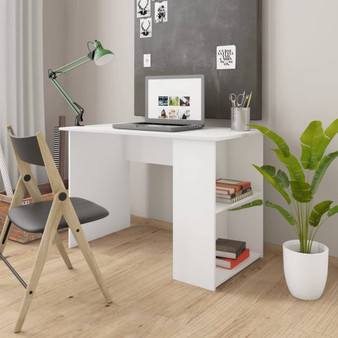 Desk White Engineered wood Compact Desk Rectangular Modern A949-800576