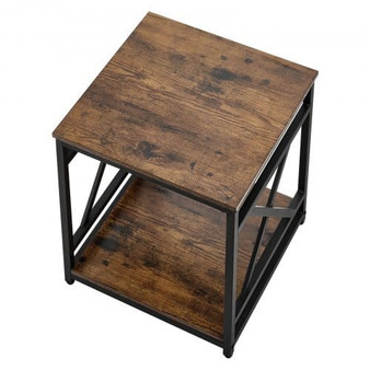 End Table, 2-Tier Square Side Table with Open Storage Shelves, Modern Nightstand Bedside Desk with  E415-TYBZFXTMKFS2TSD5G001V0