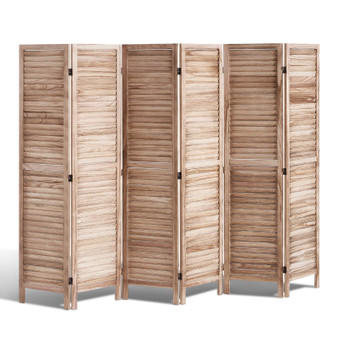  Wood Room Divider, 6 Panel Wood Folding Privacy Screen, 66.9 Inches Tall Indoor Louvered Partition E415-MZPF6MBWGBOSGULULV0