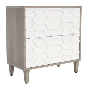 Modern Grey/White Wood 2 Drawer Filing Cabinet Printer Stand Q280-GWTCDFHG304412