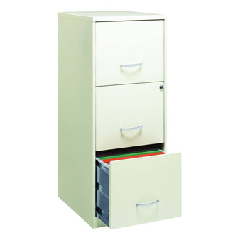 White Metal 3-Drawer Vertical File Cabinet with 2 Locking Drawers Q280-WHTYE67478