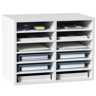 Literature Organizers, 12 Compartments Office Mailbox with Adjustable Shelves, Wood Literature Sort E415-MZWJZLFPJBH12EW2MV0