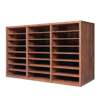 Literature Organizer, 24 Compartments Office Mailbox with Removable Shelves, Wooden Mailbox Sorter  E415-WJJEKBHB24G5IEP06V0