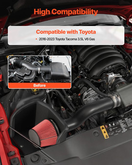 Cold Air Intake, 3.3 Inch Cold Air Intake System + Heat Shield Compatible with 2016-2023 Toyota Tac E415-LKQJQTJFT201AJXK5001V0
