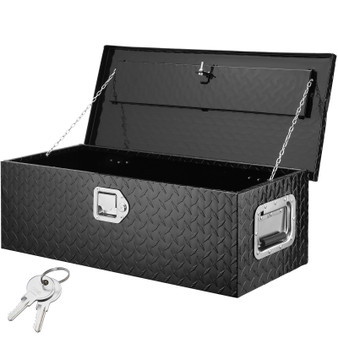 Heavy Duty Aluminum Truck Bed Tool Box, Diamond Plate Tool Box with Side Handle and Lock Keys, Stor E415-LCZXG30X13X96UJDLV0