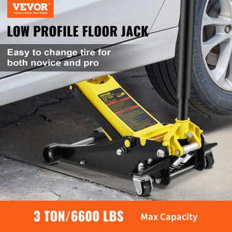 Floor Jack, 3 Ton Low Profile Floor Jack, Heavy-duty Steel Racing Floor Jack with Dual Pistons Quic E415-SGWSQJDTZSG3T59SHV0