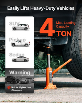 Hydraulic Bottle Jack, 4 Ton (8818.4 lbs) Capacity, 7.3-13.8 Inch Lifting Range, Heavy Duty Welded  E415-SDPSQJD4TZJSEQ86I001V0