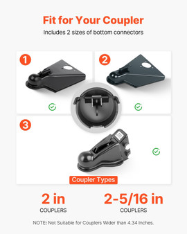  Trailer Lock, Fits 2 & 2-5/16-Inch Straight Tongue Ball Couplers, Heavy Duty Hitch Lock with 3 Key E415-QTSTCTTSPBQX3BMX8001V0