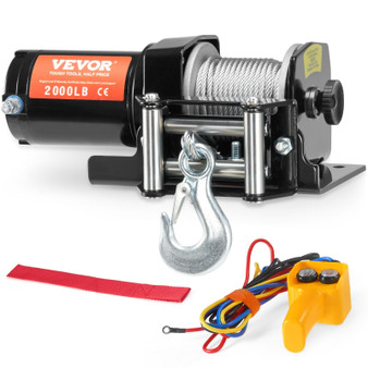  Electric Winch, 2000 lb Line Pull Capacity, 12V DC ATV/UTV Winch with 5/32 in x 39 ft 7 Strands St E415-ATVGSSJP2000PXII1V9