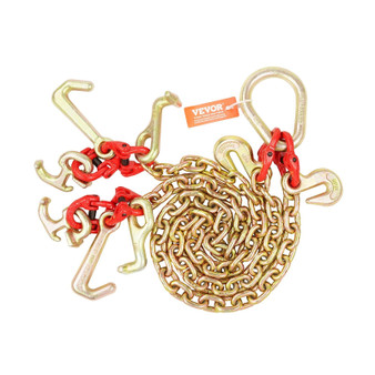 G80 V Bridle Chain, 5/16" x 3' Towing Chain Bridle with R Hooks, T Hooks, J Hooks and Grab Hooks, T E415-RTJGTLMGDX1JFOYFCV0