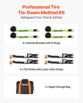 Wheel Chock Tie-Down Kit, Tire-Style Trailer Tie Down Strap, Car Tie Down Kit with Flat Hook, Break E415-CLJGTJ2LTXBPIGNRS001V0