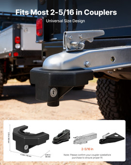 Trailer Hitch Lock Kit, Compatible with 2-5/16 in Couplers, Heavy-Duty Anti-Theft Trailer Ball Lock E415-SPSOHSCX2516GV08O001V0