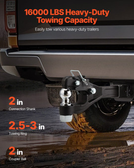 Pintle Hook, 16000 lbs Towing Capacity, Pintle Hook Hitch for 2-inch Hitch Hook Military Receiver,  E415-LJQXHTGDGQ2IPCCGVV0