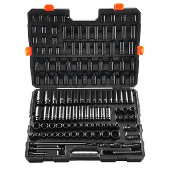 Impact Socket Set 130 Piece 3/8" & 1/2" - SAE & Metric Drive Socket Set - 6 Point Cr-Mo Alloy Steel E415-CJTTZJ1CRMO1LIEEAV0