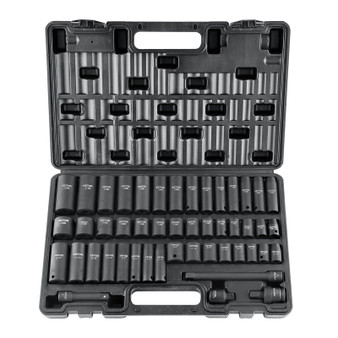 3/8" Drive Impact Socket Set, 48 Piece Socket Set SAE ?€5/16" -3/4"?‰ & Metric ?€8-22mm?‰6 Point Cr E415-CJT38SAECRV48ZGF4V0