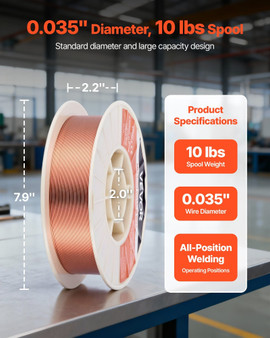 Solid MIG Welding Wire, ER70S-6 0.035-inch 10 LBS, Low Spatter Mild Steel Welding Wire with High De E415-MIGHSSXHSER7IRDGQ001V0