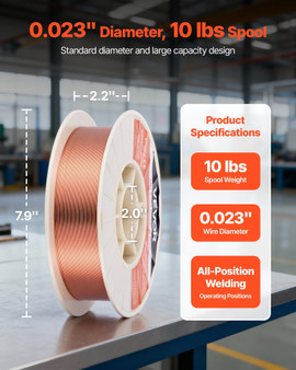 Solid MIG Welding Wire, ER70S-6 0.023-inch 10 LBS, Low Spatter Mild Steel Welding Wire with High De E415-MIGHSSXHSER7CLDID001V0