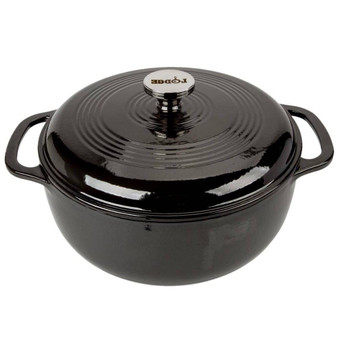 Round 6-Quart Black Enamel Cast Iron Dutch Oven with Lid Q280-MSERCDL79418253