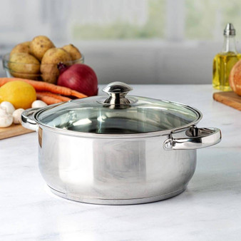 Round 5-Quart Stainless Steel Dutch Oven with Glass Lid Q280-PFQSDGL23748915