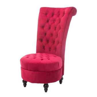 Red Tufted High Back Plush Velvet Upholstered Accent Low Profile Chair Q280-REDHO88932
