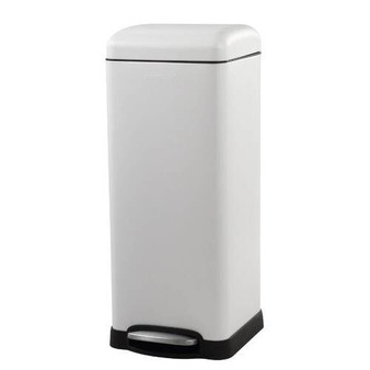 8-Gallon Retro Stainless Steel Step-On Trash Can in White Finish Q280-PRWH7867