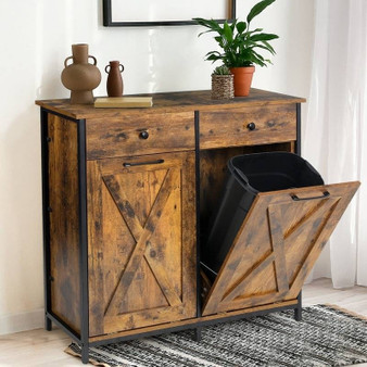 Rustic Multipurpose 2 Drawer / 2 Tilt Out 10gL Kitchen Laundry Trash/Recycle Storage Q280-RHMPD264315