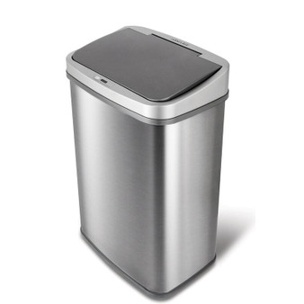 Grey 13-Gallon Stainless Steel Kitchen Trash Can with Motion Sensor Lid Q280-GRWQ7134