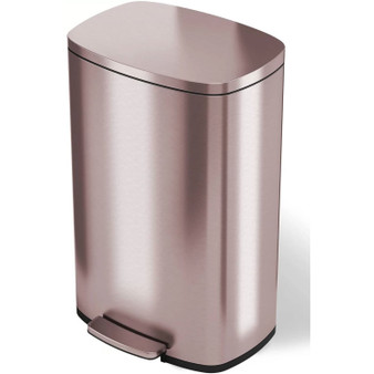13-Gallon Copper Rose Gold Stainless Steel Step Trash Can with Deodorizer Filter Q280-SDTGSC119572