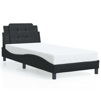 Bed Frame with LED without Mattress "Zadar" Black 39.4"x79.9" A949-3214141