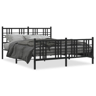 Bed Frame Black Steel 59 x 79 in Rectangular Traditional A949-376344
