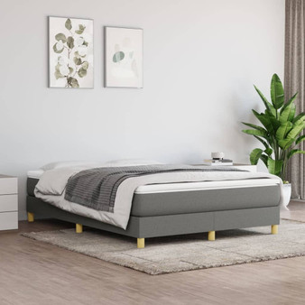 Bed Frame Dark Grey Polyester Queen Rectangular Modern A949-3120656