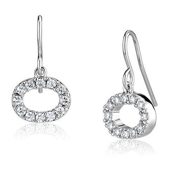 3W1278 - Rhodium Brass Earrings with AAA Grade CZ  in Clear A874-3W1278
