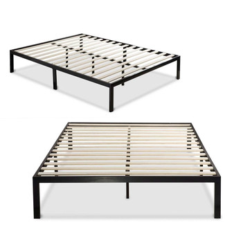 Twin size Black Metal Platform Bed Frame with Wood Slats Q280-SBPM5698415